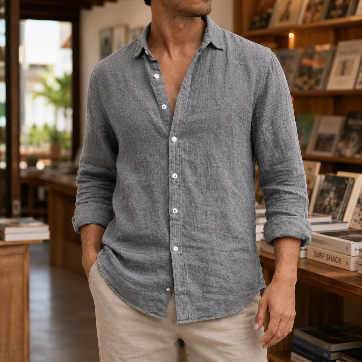 Hemd Herren Relaxed Fit Freizeit Sommer