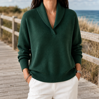 Schalkragenpullover Damen Relaxed Fit Casual