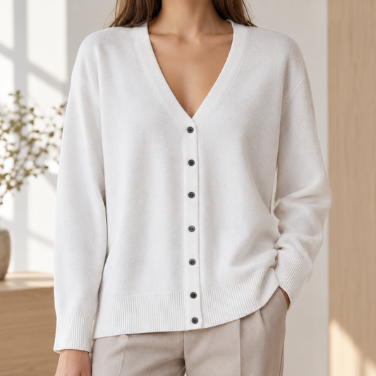 Cardigan Damen Relaxed Fit Casual V-Ausschnitt Knopfleiste