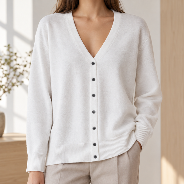 Cardigan Damen Relaxed Fit Casual V-Ausschnitt Knopfleiste