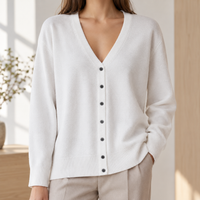 Cardigan Damen Relaxed Fit Casual V-Ausschnitt Knopfleiste