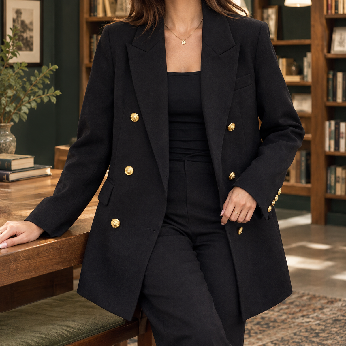 Blazer Damen Tailliert Elegant Doppelreihig Business