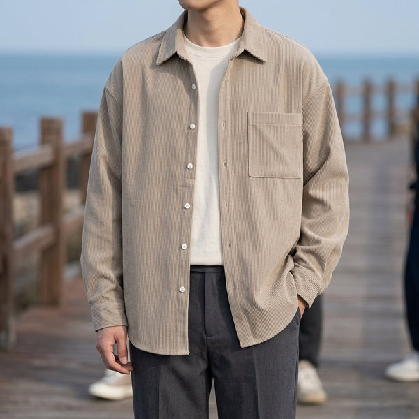 Hemd Herren Relaxed Fit Casual Cordoptik