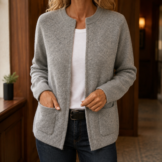 Cardigan Damen Relaxed Fit Freizeit Hüftlang