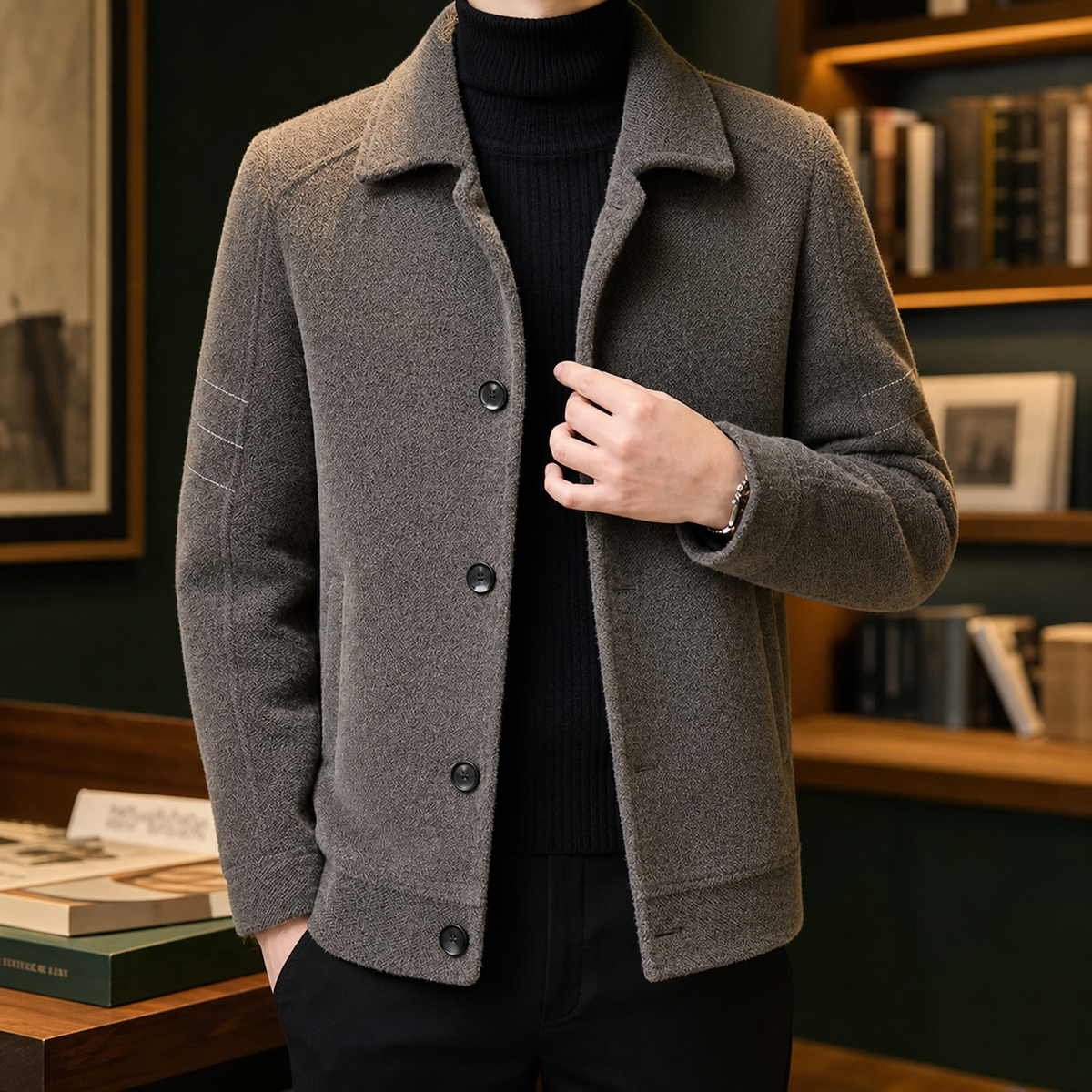 Overshirt Herren Texturiert Relaxed Fit Casual