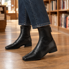 Stiefel Damen Vegan Quadratzehen Knöchelhoch Niedrige Absätze