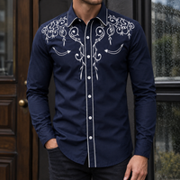 Hemd Herren Slim Fit Casual Langarm Spitzkragen Retro