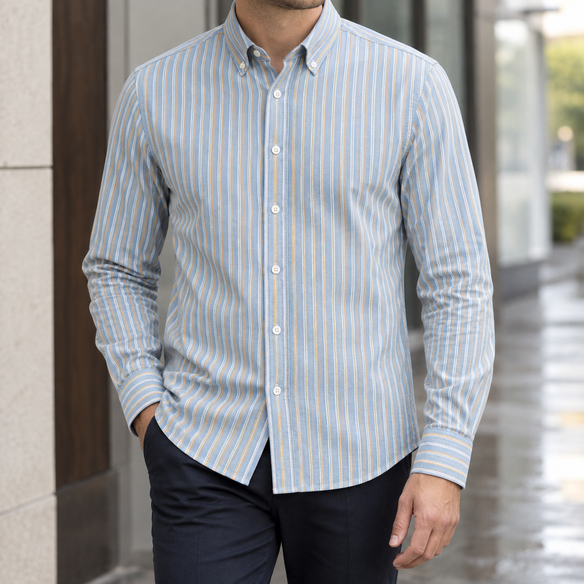 Hemd Herren Regular Fit Casual Langarm Button-Down