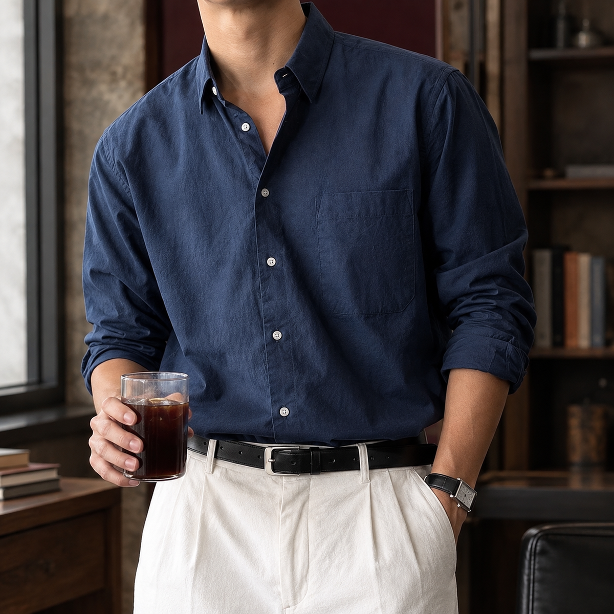 Hemd Herren Relaxed Fit Casual Langarm