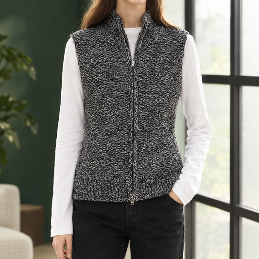 Weste Damen Relaxed Fit Casual Ärmellos Hoher Kragen