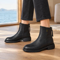 Stiefeletten Damen Veganes Leder Reißverschluss Herbst Casual