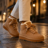 Stiefel Damen Warm Gefüttert Schnürbar Winter