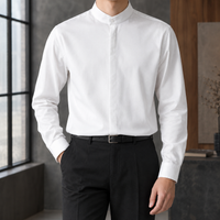 Stehkragenhemd Herren Relaxed Fit Casual Langarm