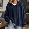 Damen Hoodie Oversize Freizeit Gerippter Pullover