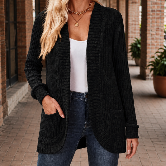 Cardigan Damen Relaxed Fit Casual offene Vorderseite