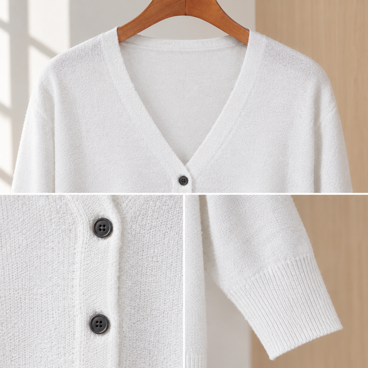Cardigan Damen Relaxed Fit Casual V-Ausschnitt Knopfleiste