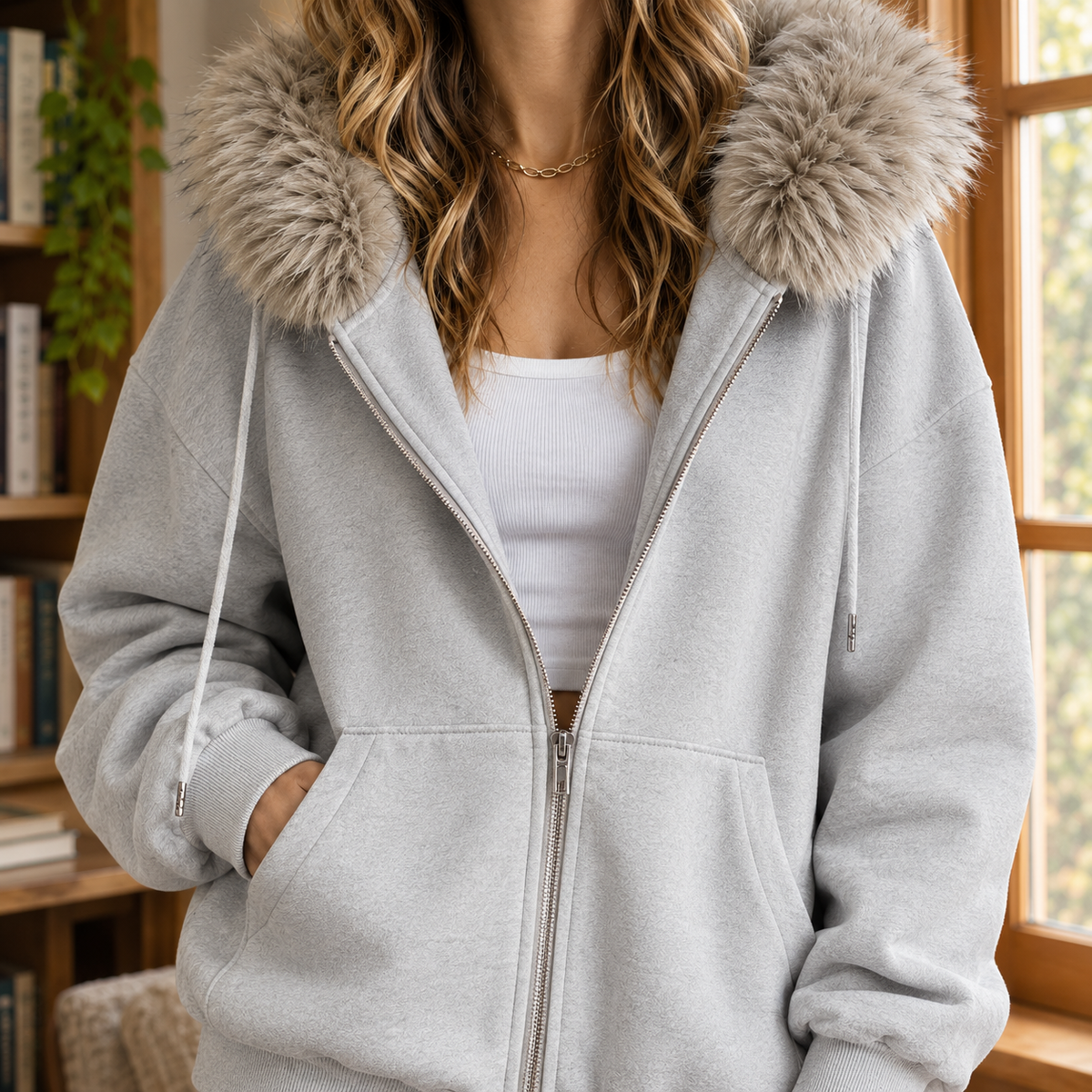 Kapuzenpullover Damen Oversize Casual mit Kapuze
