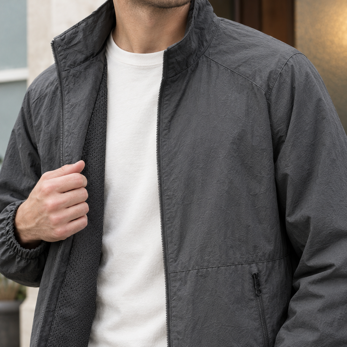 Stehkragenjacke Herren Leicht Casual Regular Fit