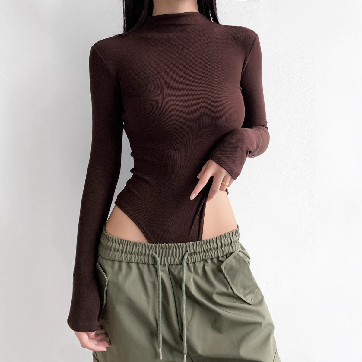 Bodysuit Damen Schmal Langarm Casual