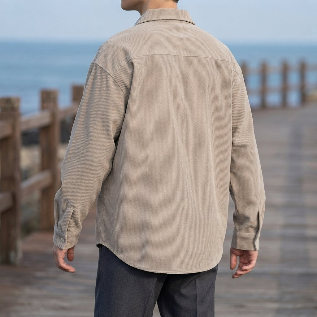 Hemd Herren Relaxed Fit Casual Cordoptik