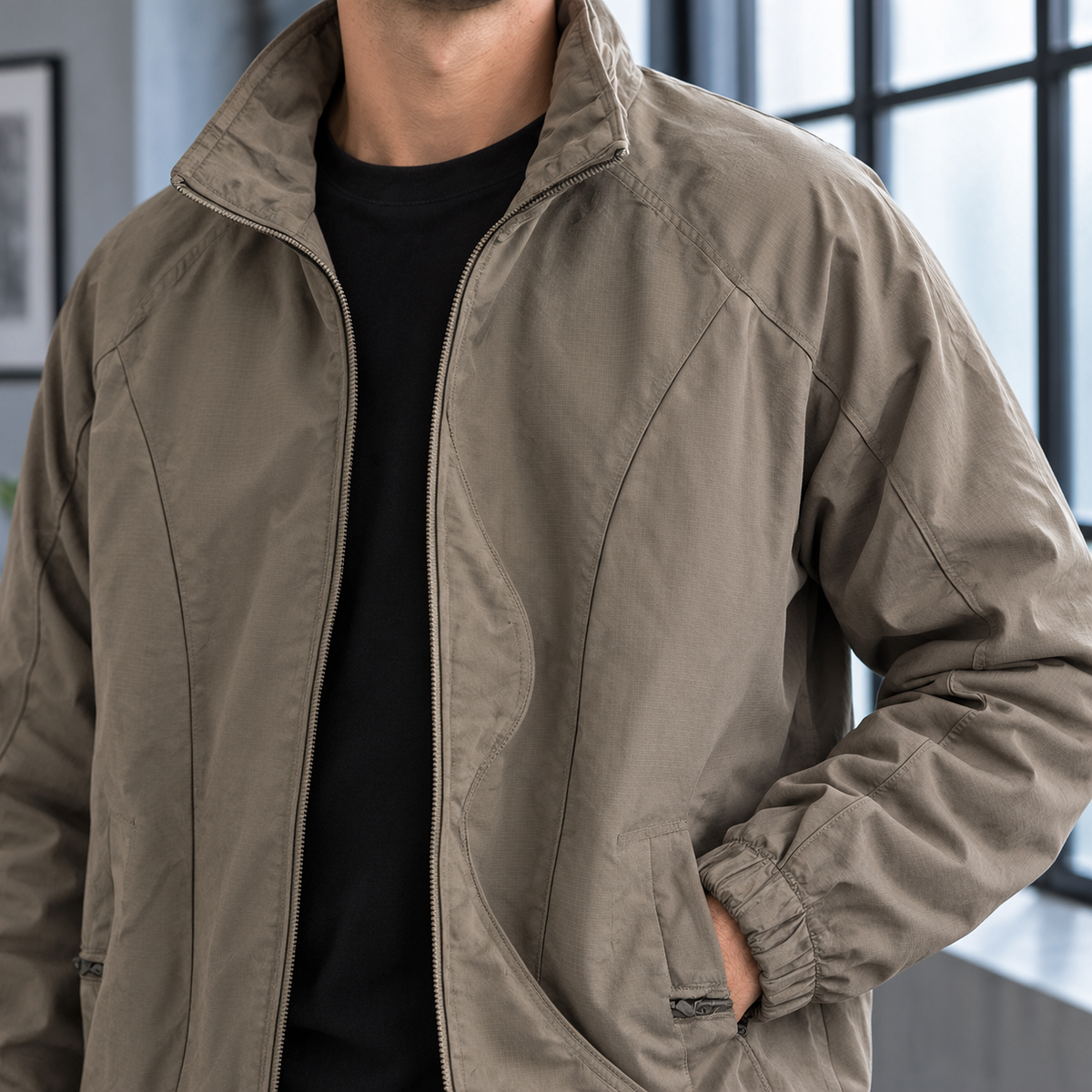 Zip-Jacke Herren Lässig Freizeit Regular Fit