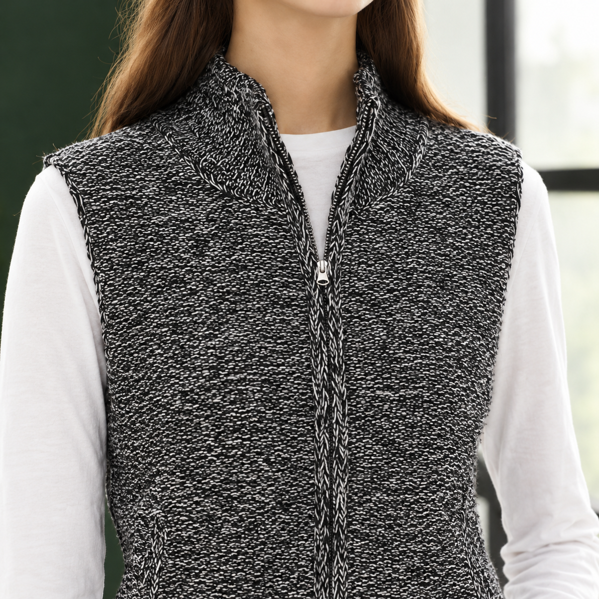 Weste Damen Relaxed Fit Casual Ärmellos Hoher Kragen