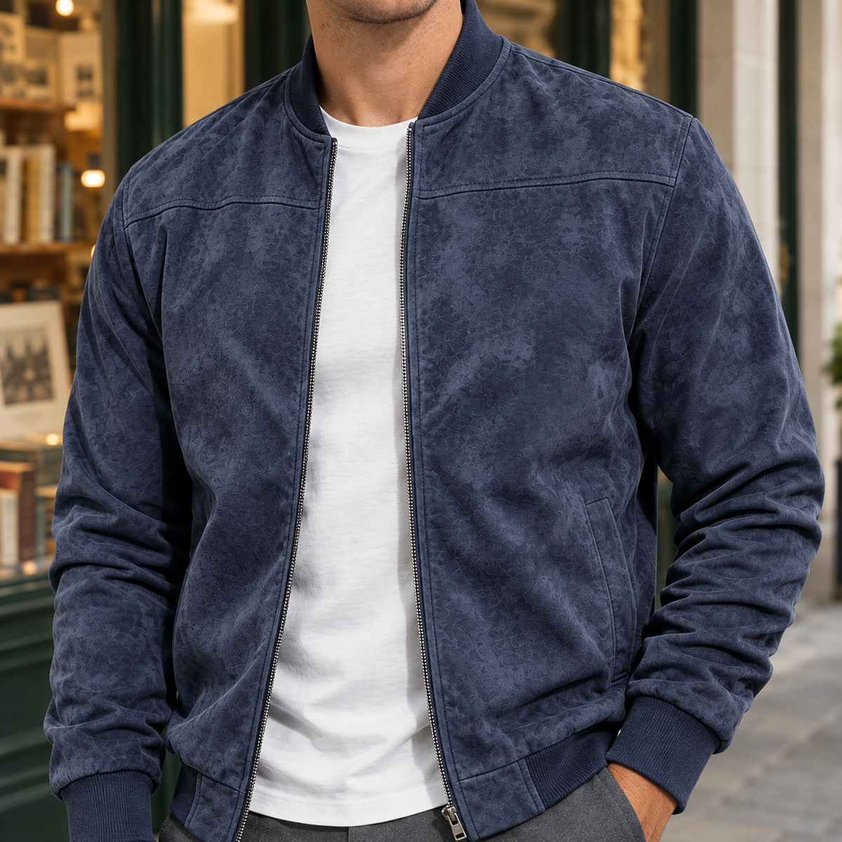 Bomberjacke Damen Regular Fit Freizeit Wildlederoptik