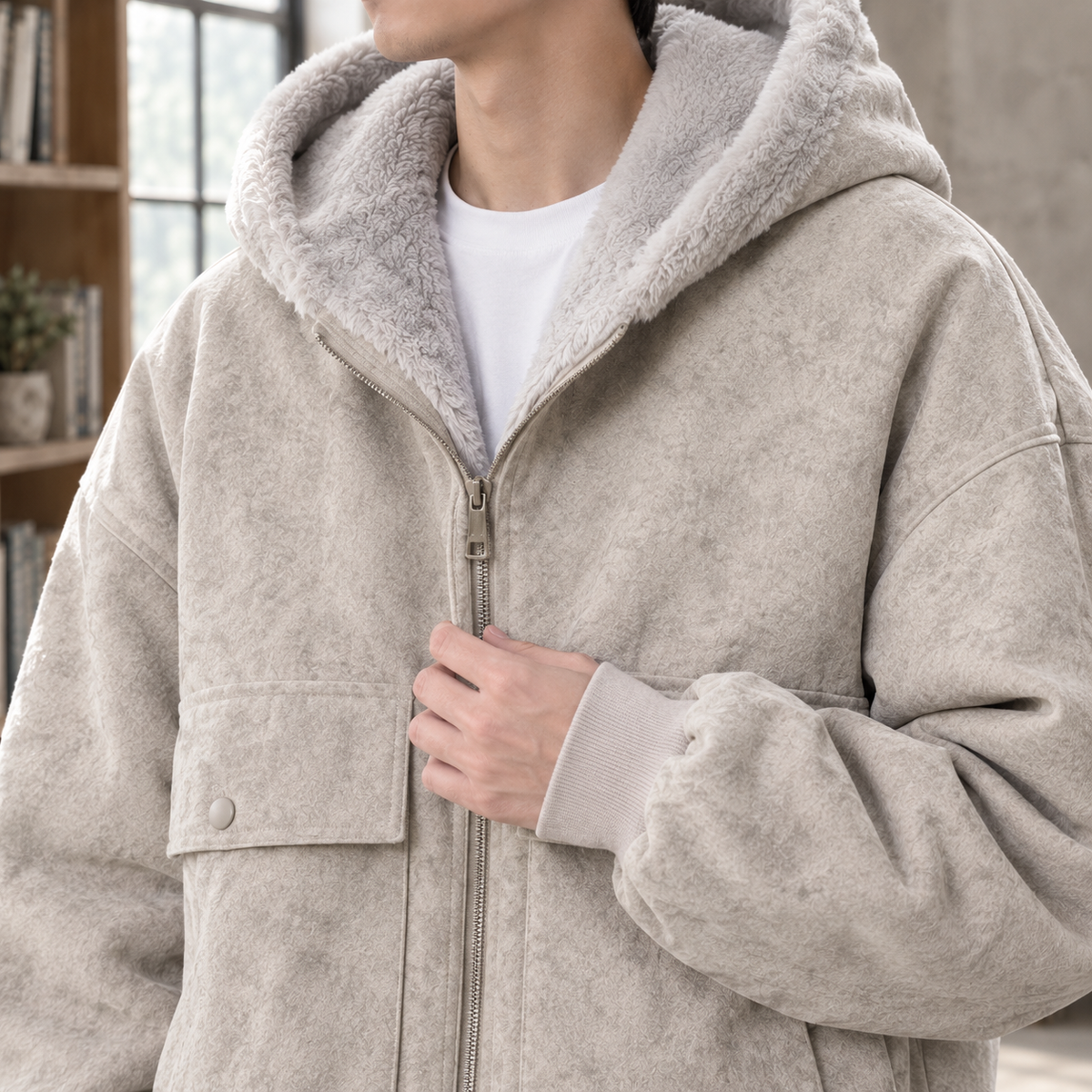 Sherpa Jacke Herren Relaxed Fit Freizeit