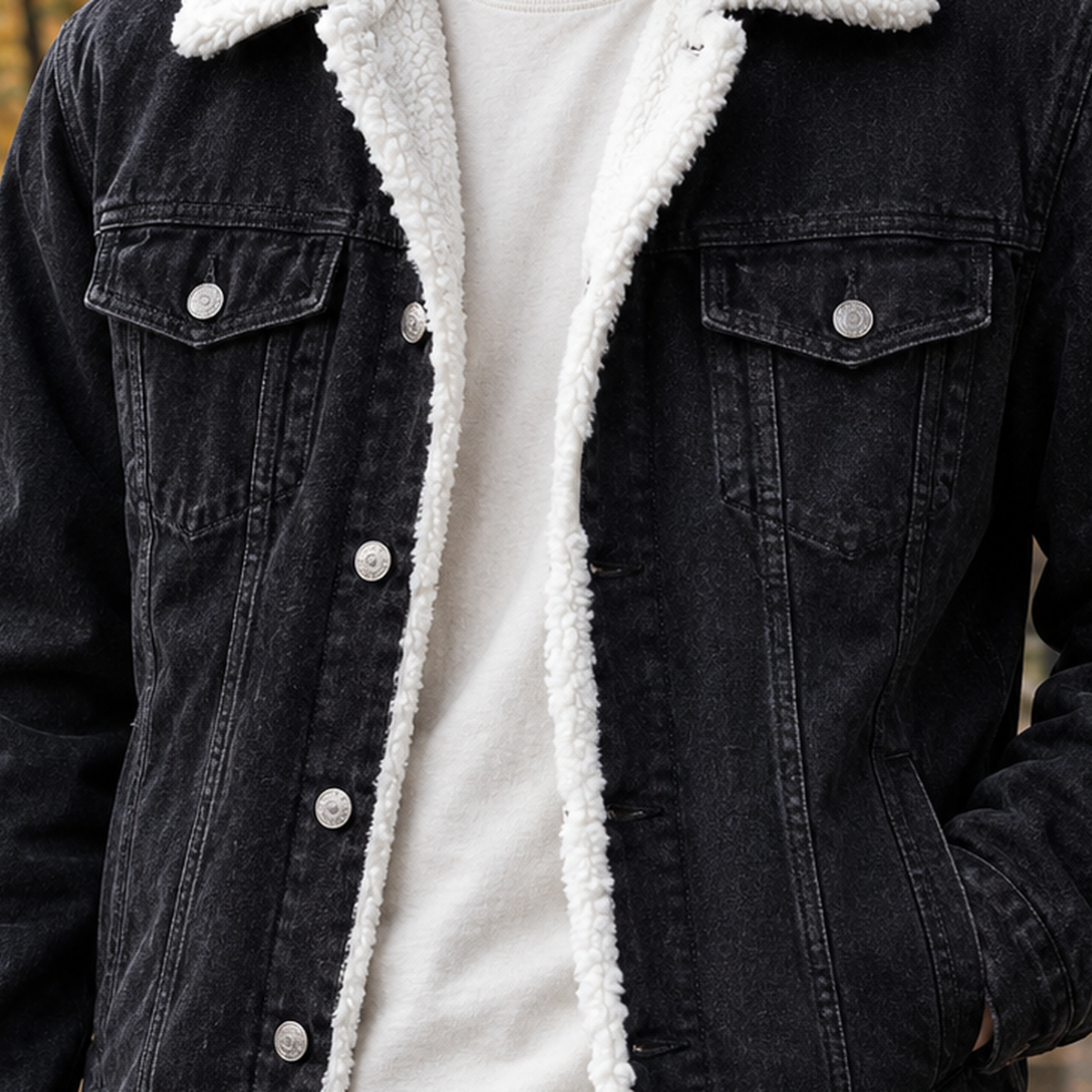 Jacke Herren Slim Fit Freizeit mit Sherpa-Futter