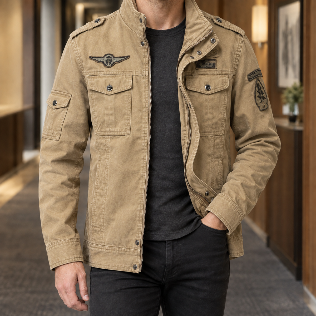 Militärjacke Herren Regular Fit Freizeit & Alltag