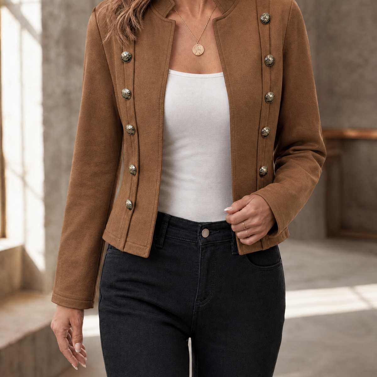Militärjacke Damen Slim Fit Casual