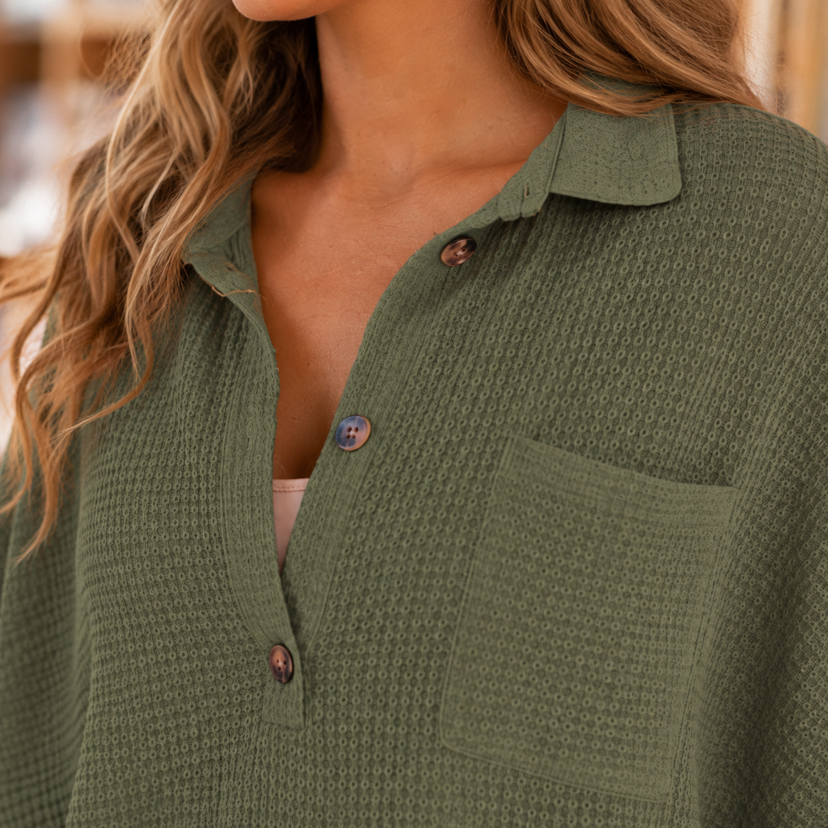 Tunika Bluse Damen Relaxed Fit Casual V-Ausschnitt