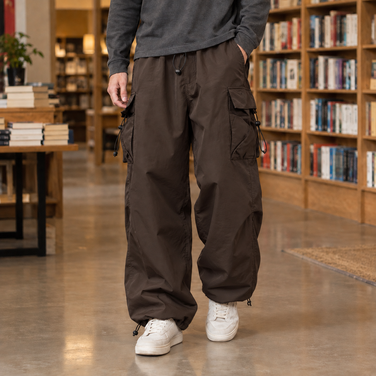 Herren Cargo-Hose Relaxed Fit Freizeit Weit