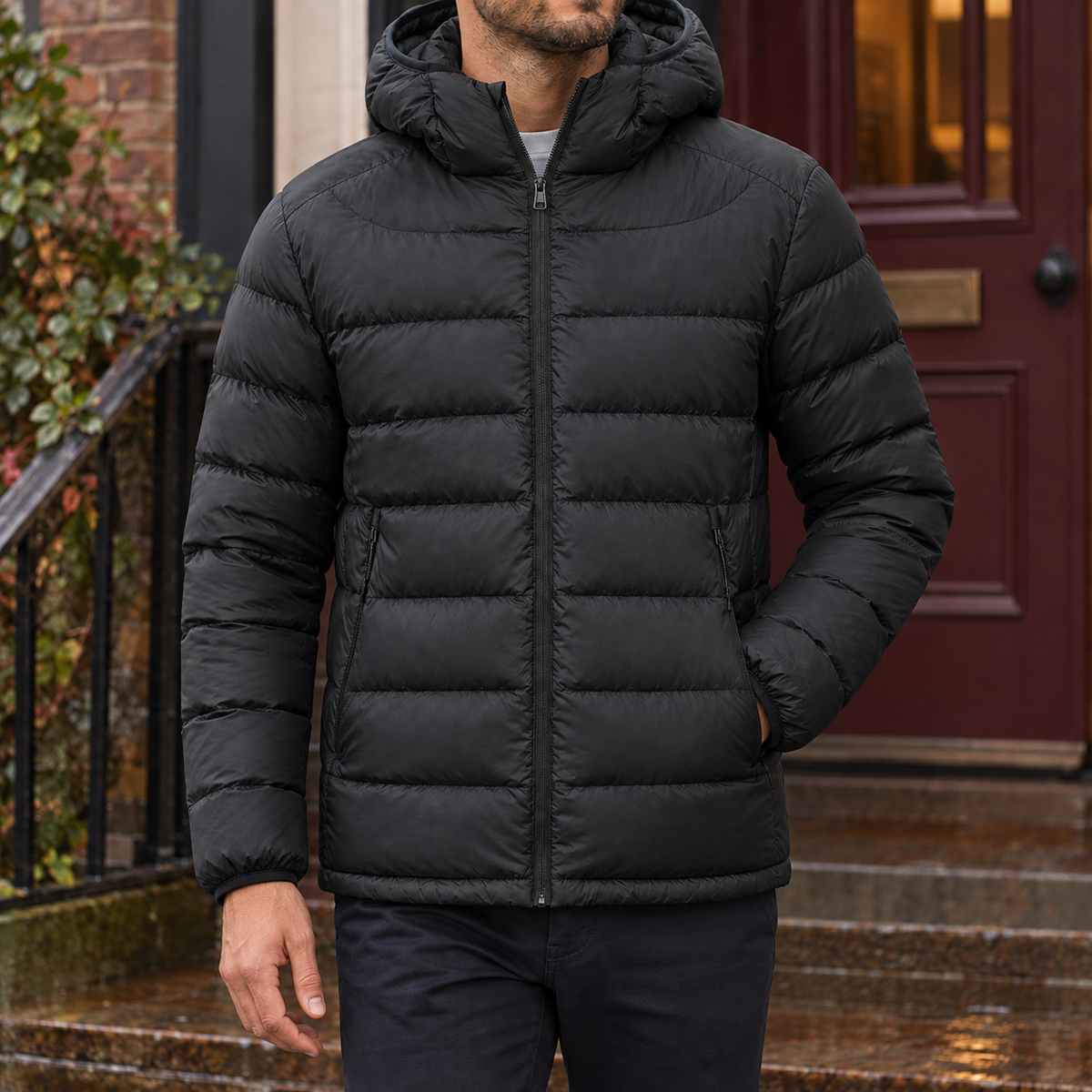 Kapuzenjacke Herren Regular Fit Freizeit Übergangszeit