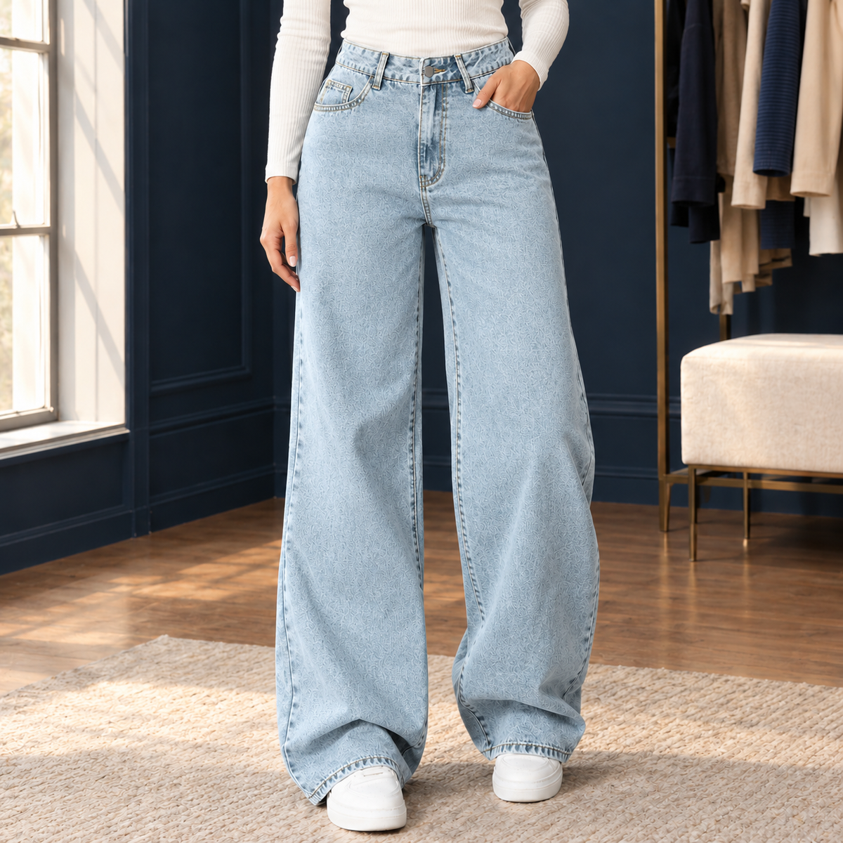 Weite Beinhose Damen Relaxed Fit Freizeit