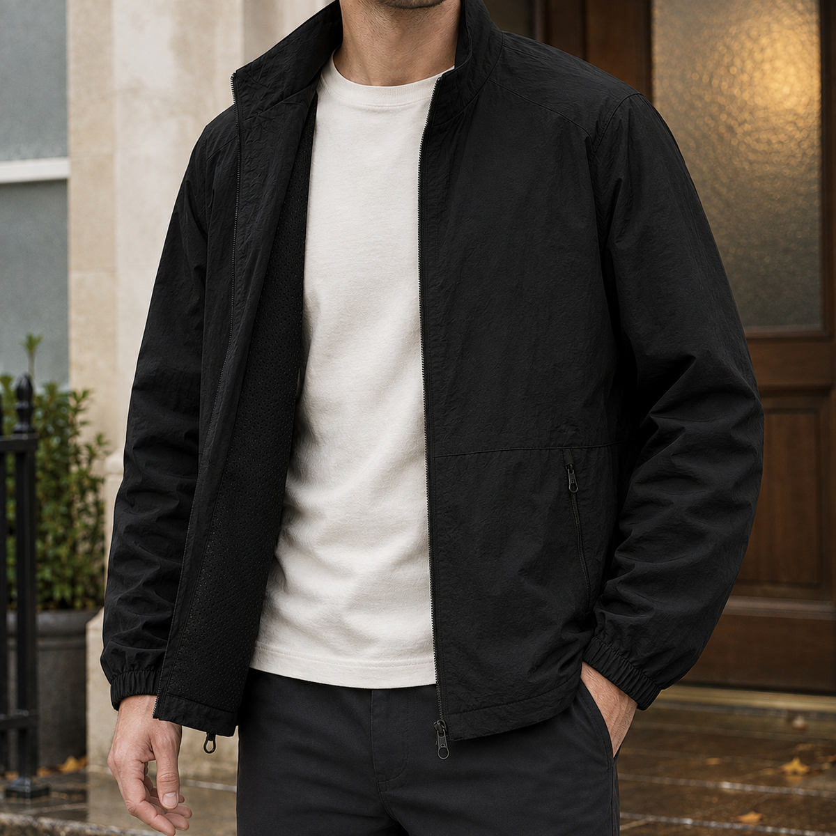 Stehkragenjacke Herren Leicht Casual Regular Fit