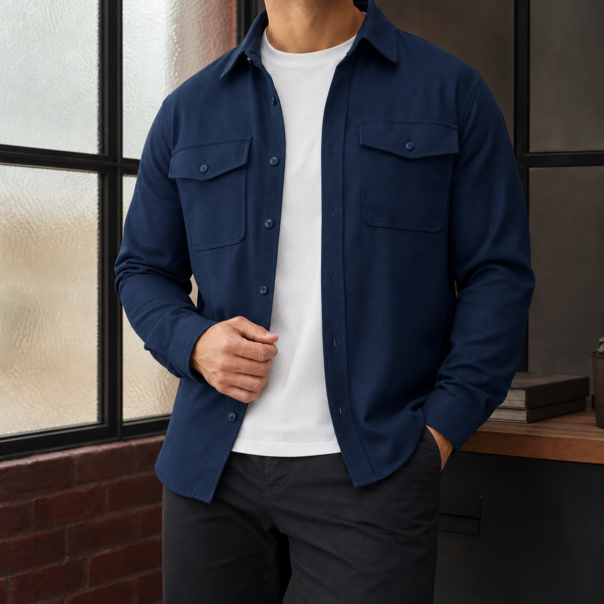 Hemd Herren Relaxed Fit Casual Langarm