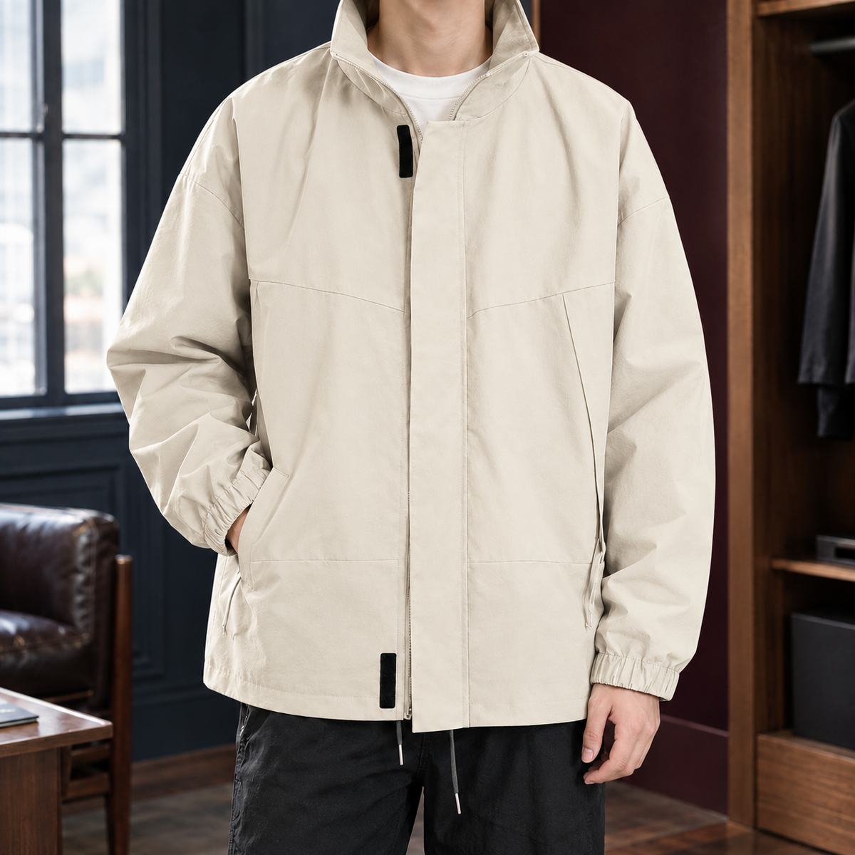 Stehkragenjacke Damen Relaxed Fit Freizeit