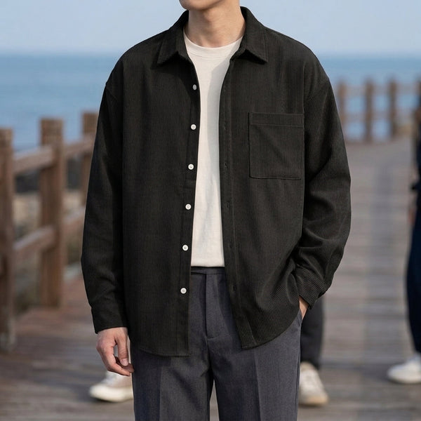 Hemd Herren Relaxed Fit Casual Cordoptik