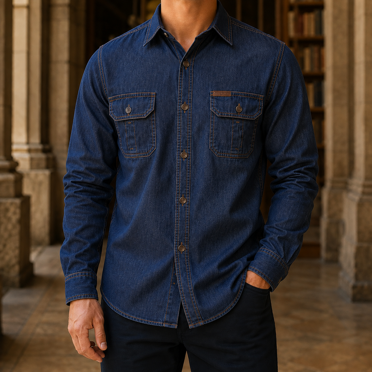 Hemd Herren Regular Fit Freizeit Langarm Knopfleiste