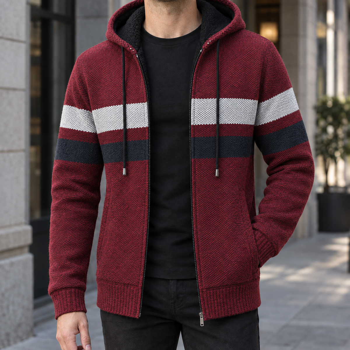 Herren Kapuzenpullover Slim Fit Freizeit mit Reißverschluss