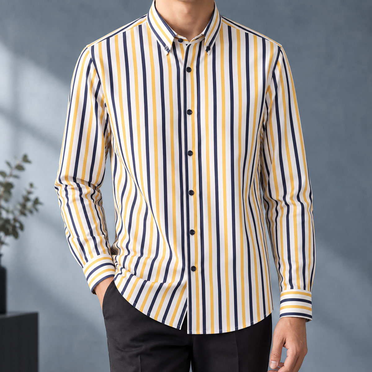 Hemd Herren Slim Fit Business Gestreift