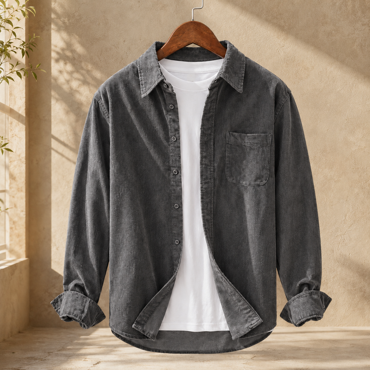 Cordhemd Herren Relaxed Fit Freizeit