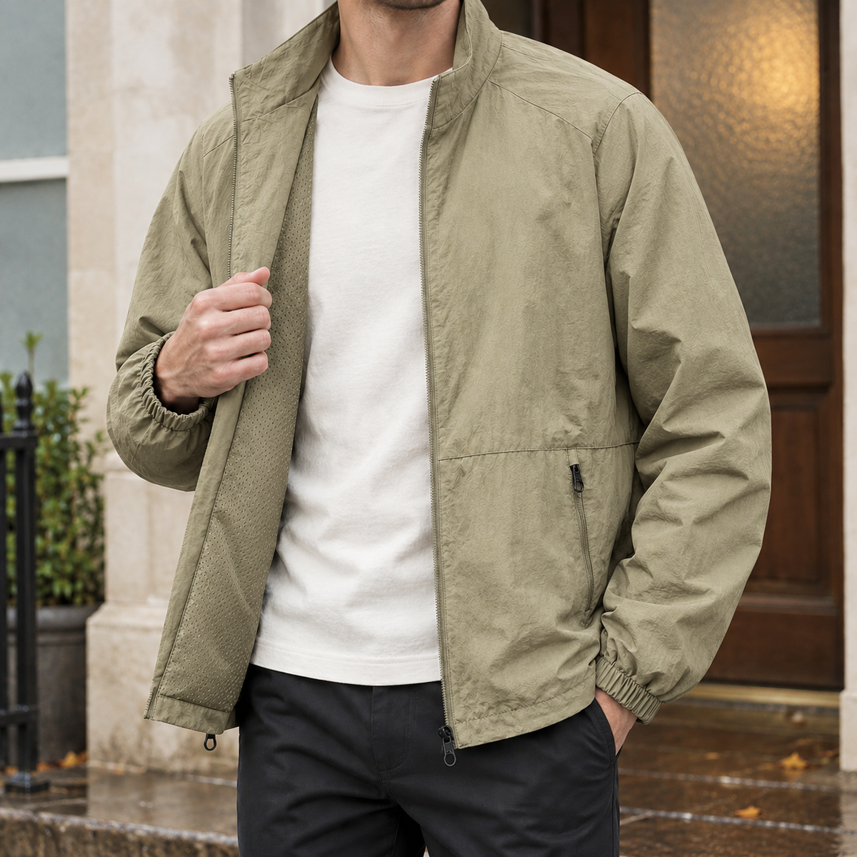 Stehkragenjacke Herren Leicht Casual Regular Fit