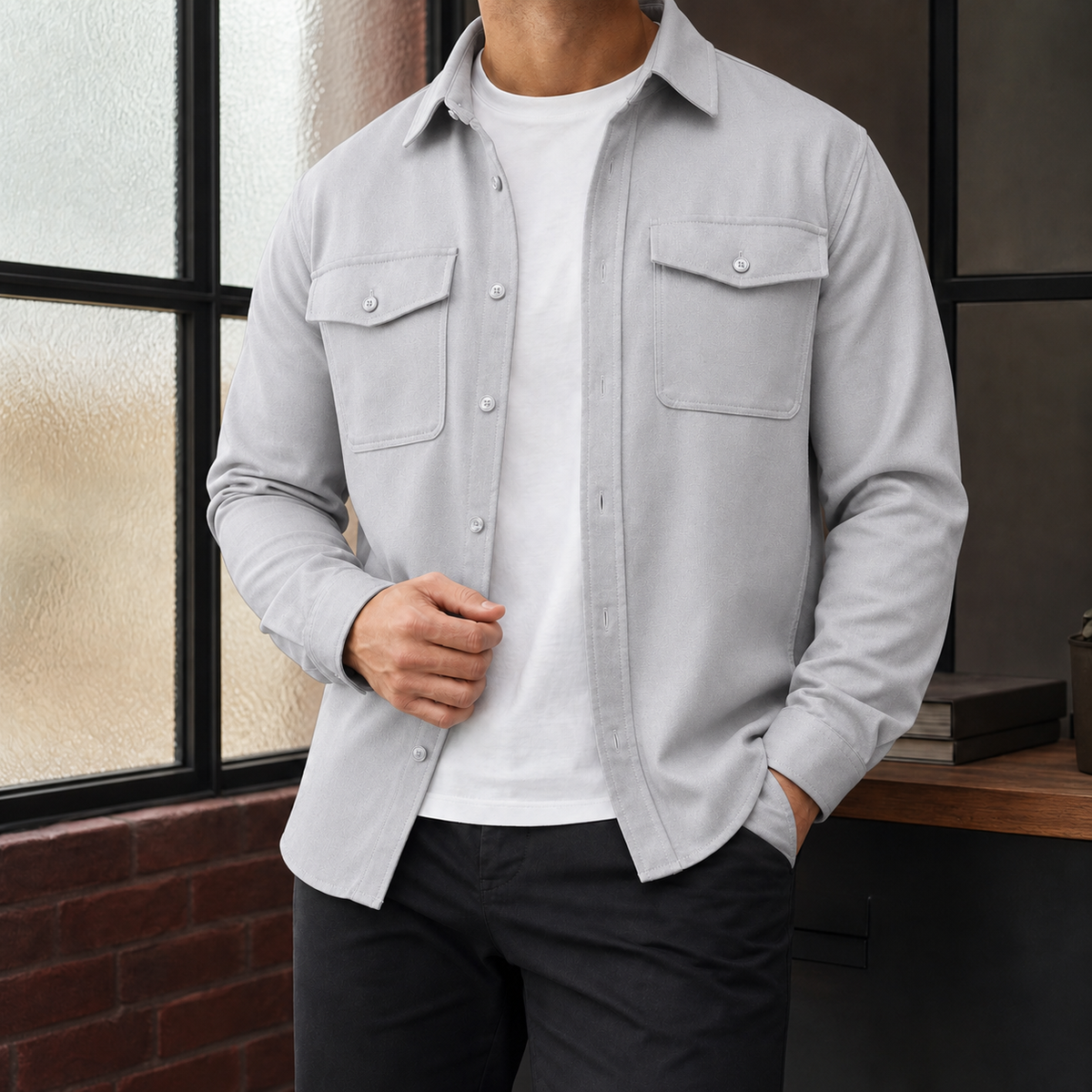 Hemd Herren Relaxed Fit Casual Langarm