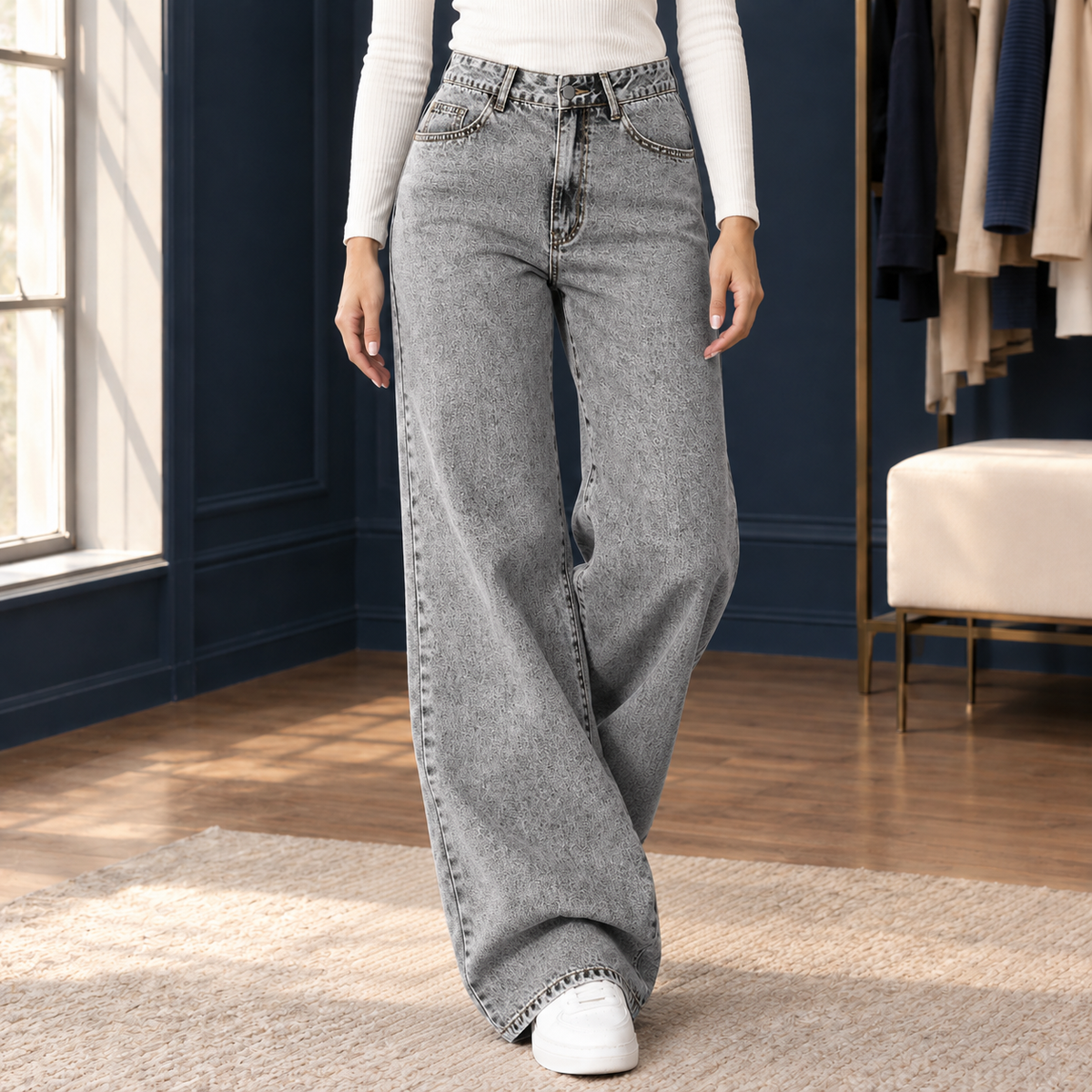 Weite Beinhose Damen Relaxed Fit Freizeit