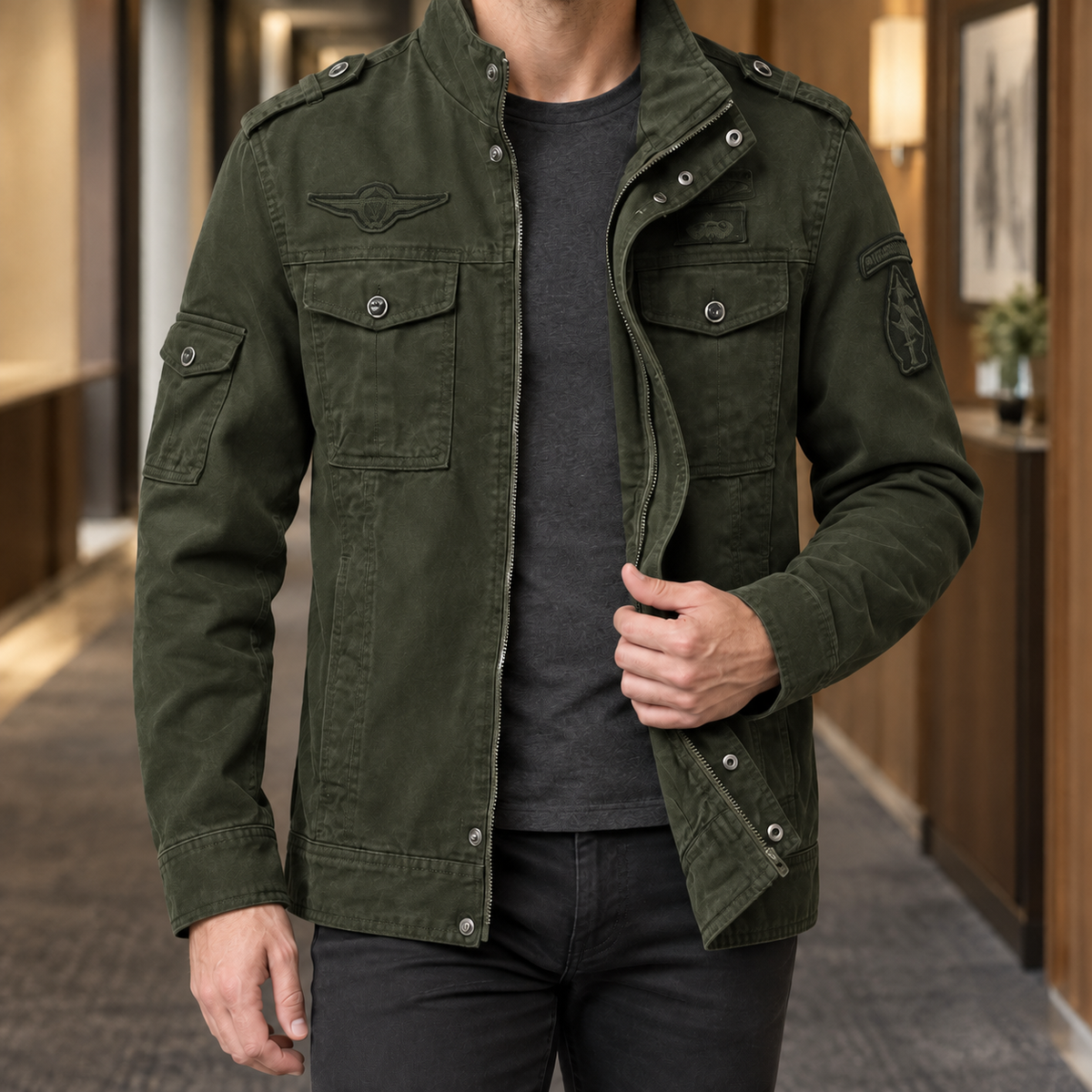 Militärjacke Herren Regular Fit Freizeit & Alltag