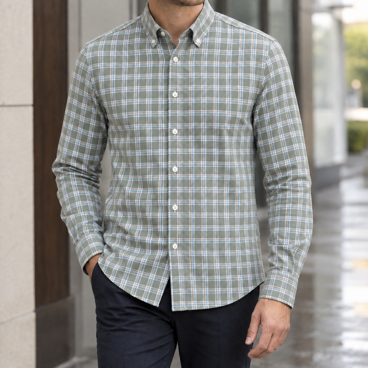 Hemd Herren Regular Fit Casual Langarm Button-Down