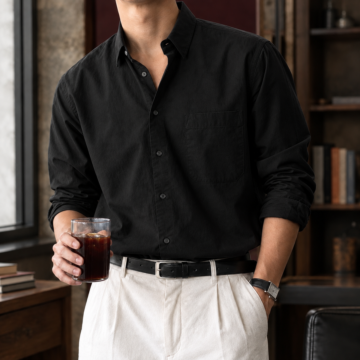 Hemd Herren Relaxed Fit Casual Langarm