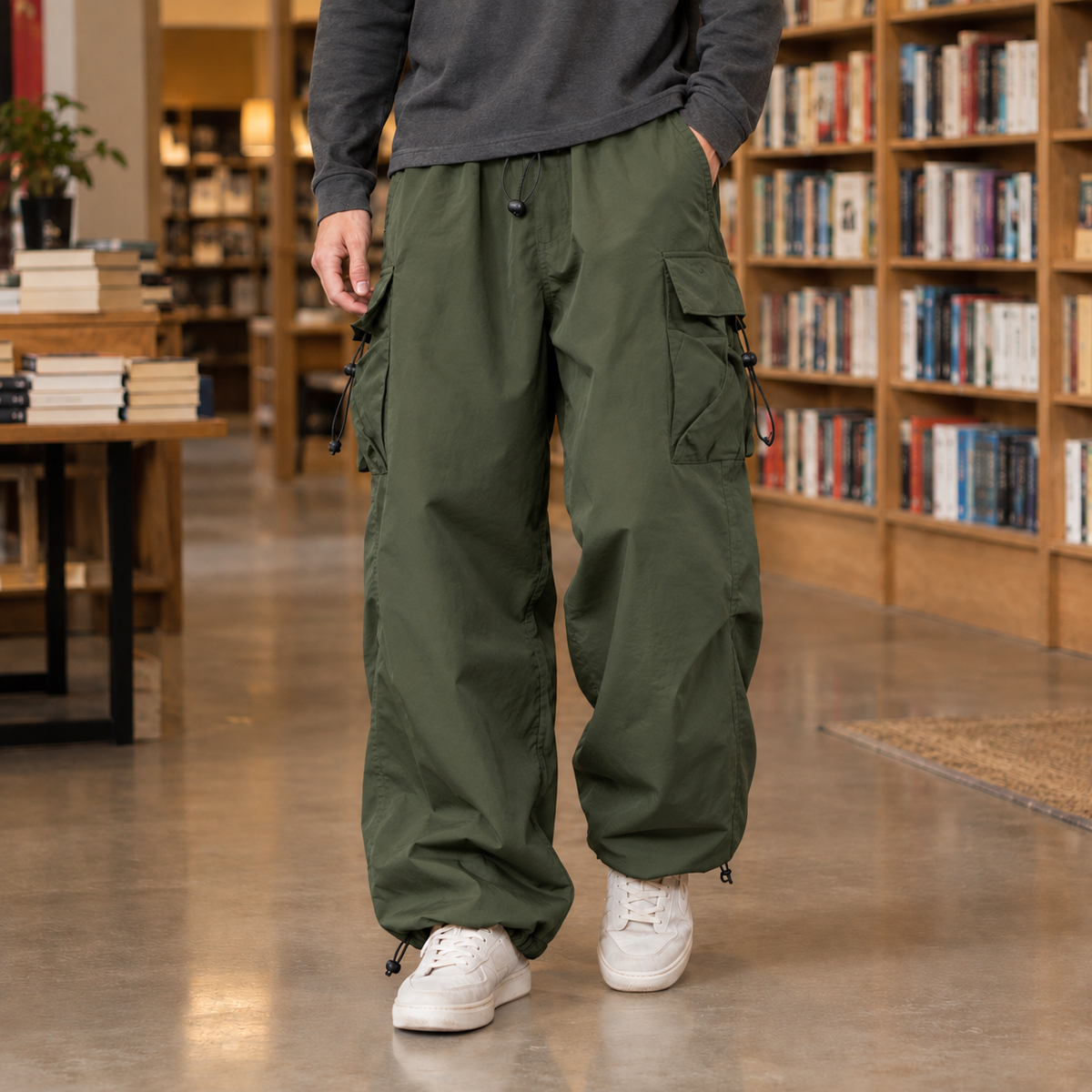Herren Cargo-Hose Relaxed Fit Freizeit Weit